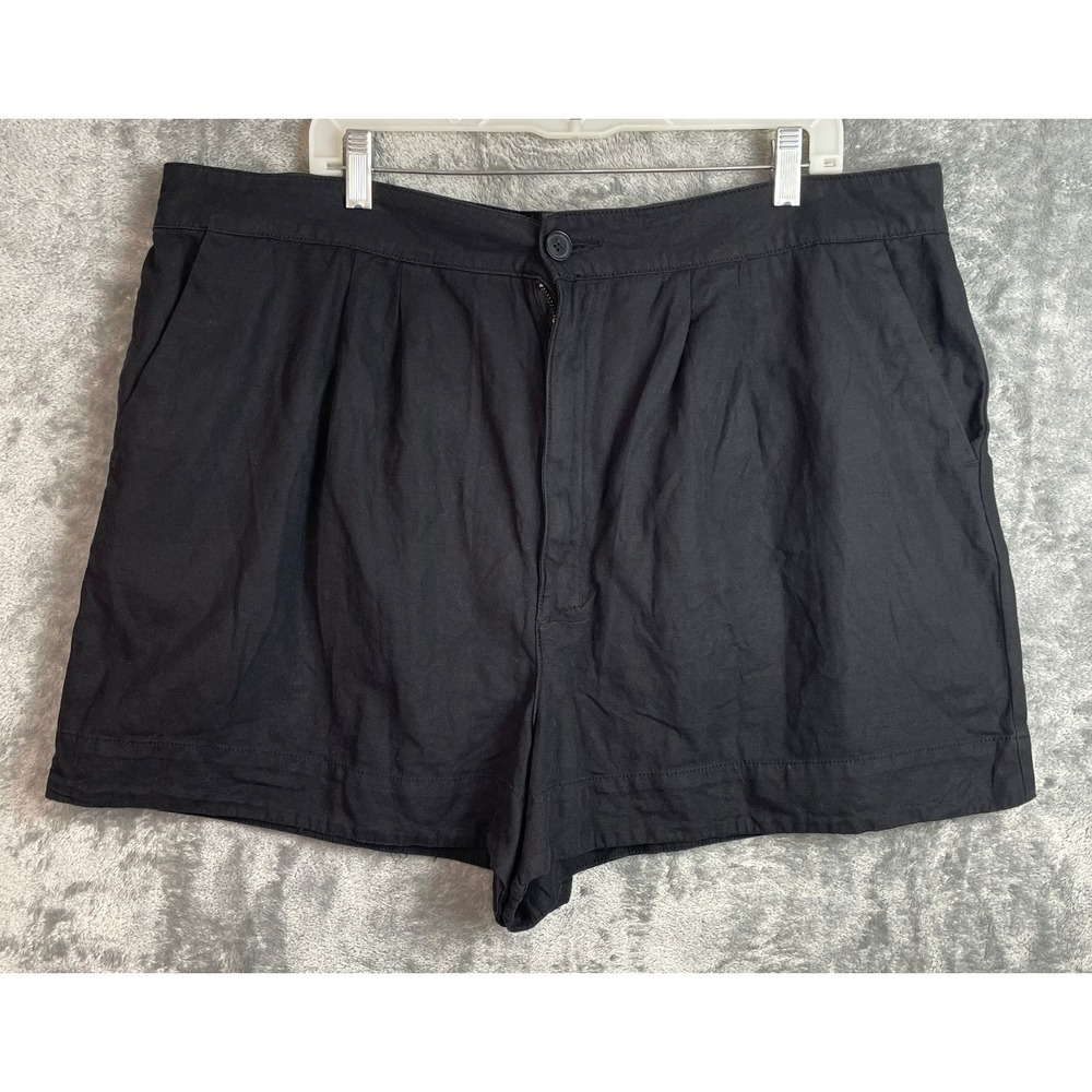 Joie Shorts Womens 2XL Black Cotton Linen Beachy Coastal Lagenlook Preppy